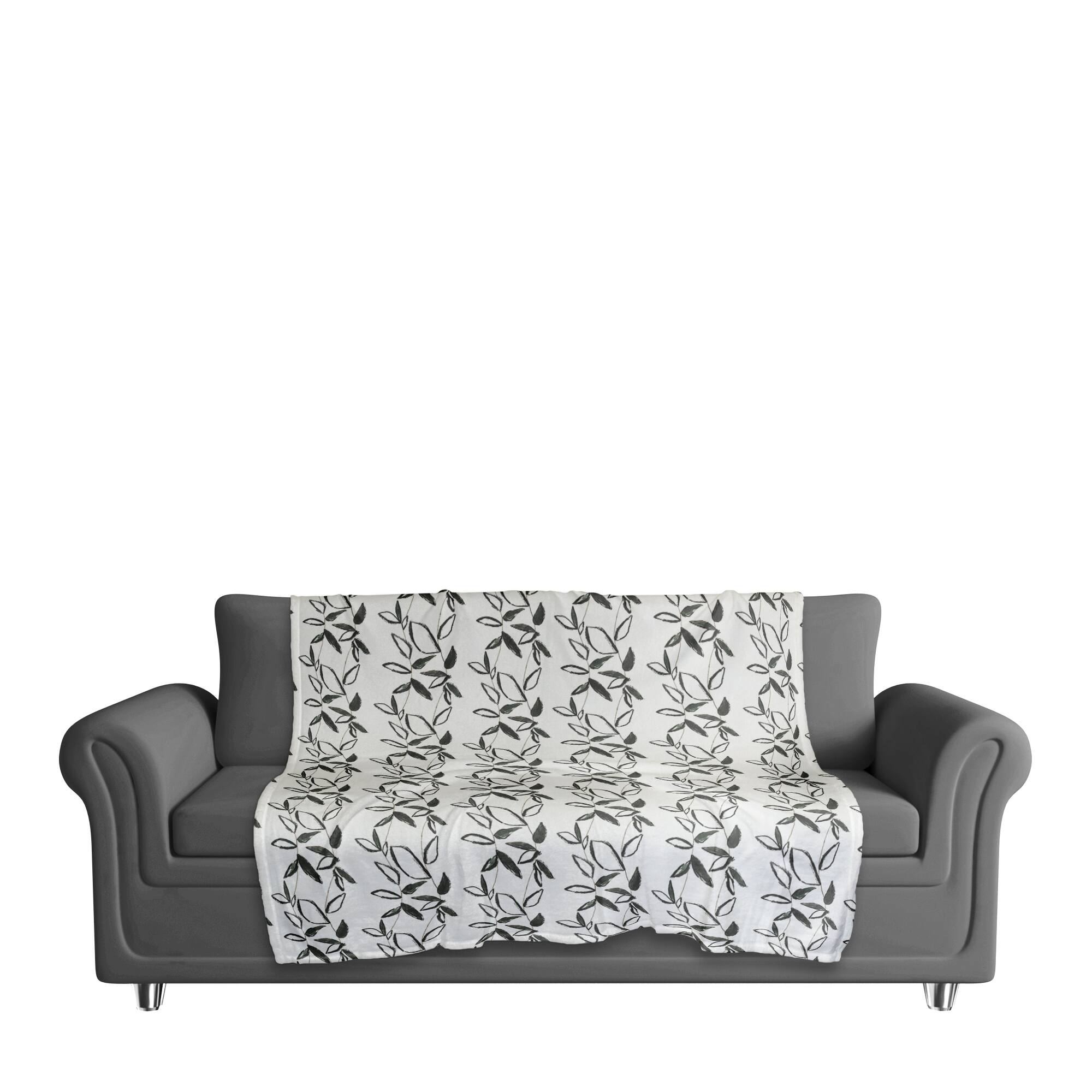 Black Leaf Stripes 50" x 60" Coral Fleece Blanket